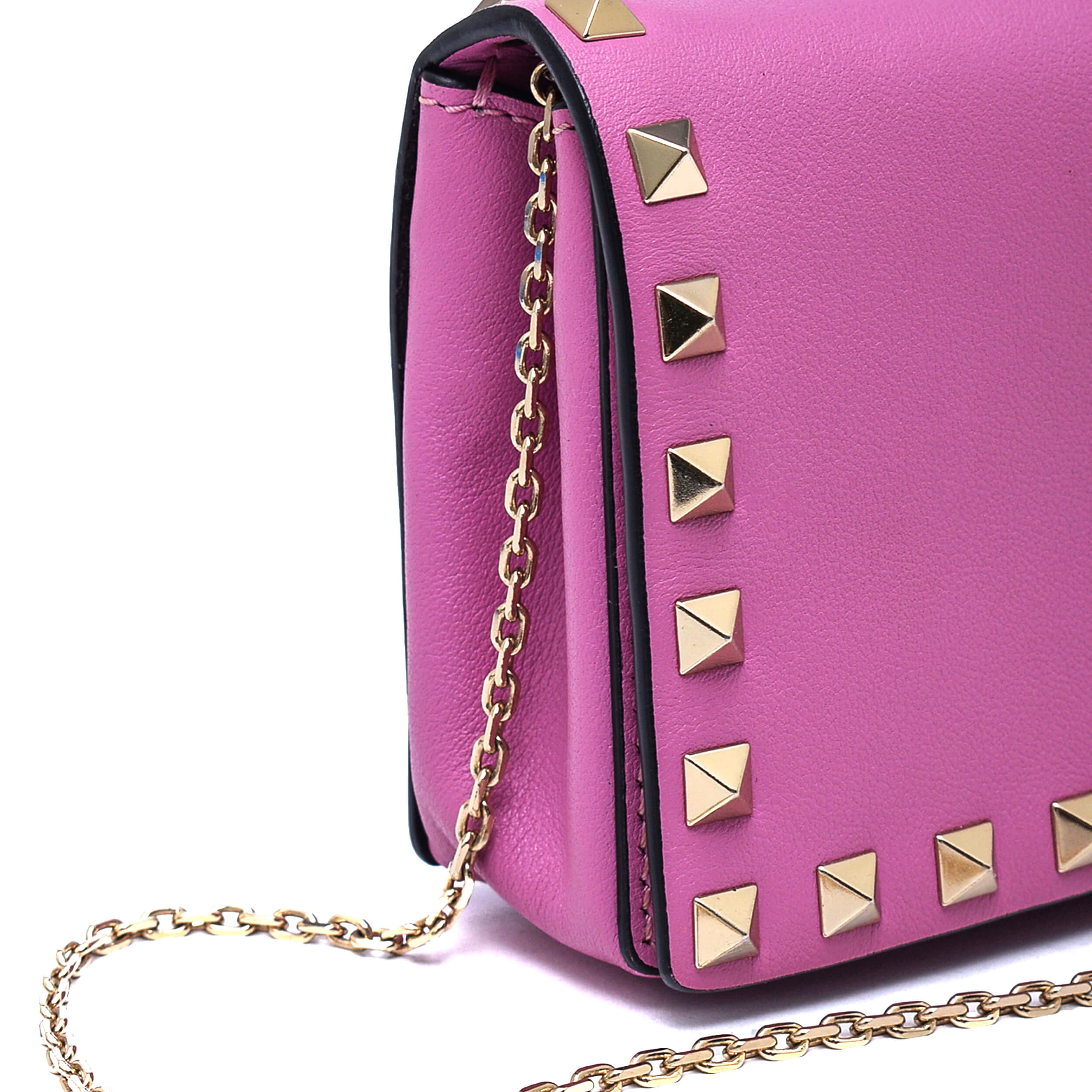 Valentino - Pink Leather Rockstud Mini Messenger Bag